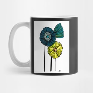 Blue, Green, and Yellow Flowers Mug